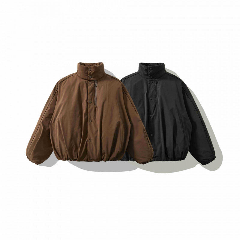 Unisex Weitgeschnittene wattierte Kurzjacke mit hohem Stehkragen und Elastiksäumen Drune