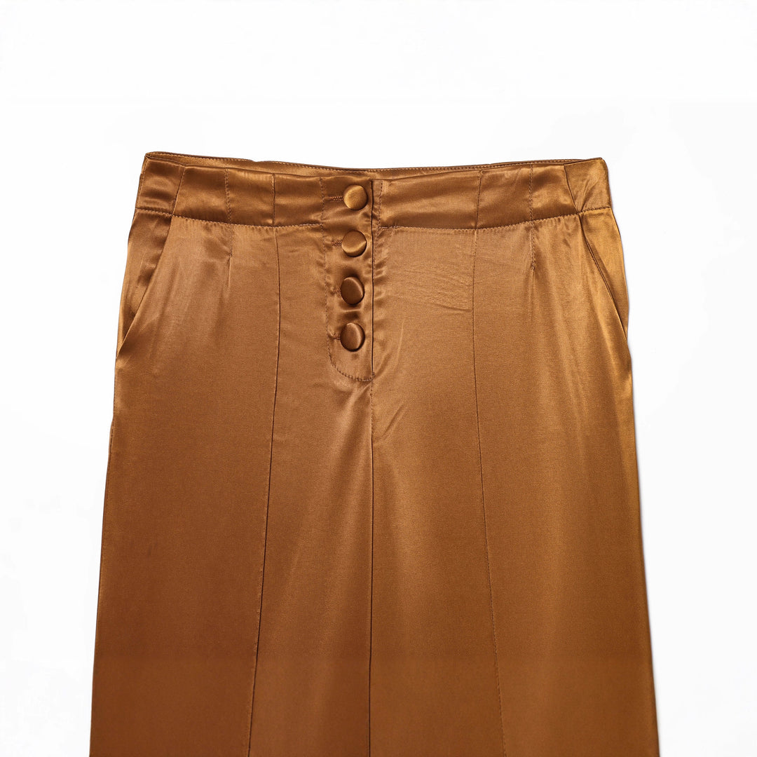 Damen nan hochtaillierte Satin-Culotte mit verdeckter Knopfleiste, Bügelfalte und seitlichen Eingrifftaschen Drune