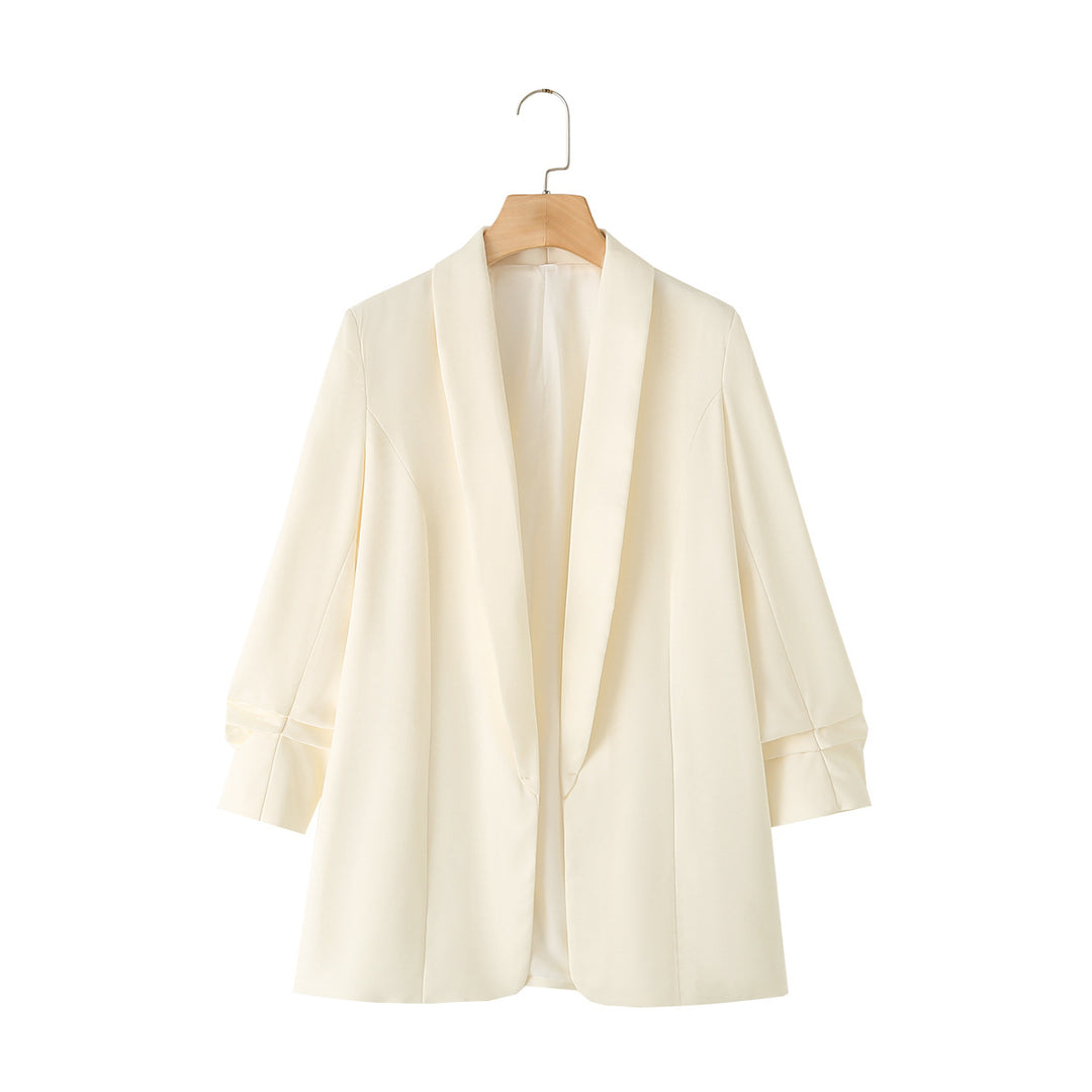 Damen nan lässiger Oversize-Blazer mit Schalkragen, offenem Schnitt und 3/4-Ärmeln Drune