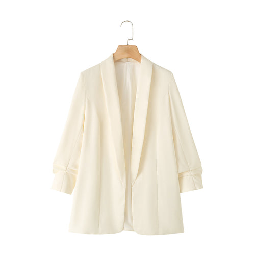 Damen nan lässiger Oversize-Blazer mit Schalkragen, offenem Schnitt und 3/4-Ärmeln Drune