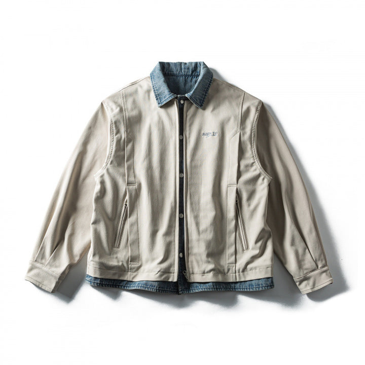 Herren Kurz geschnittene Layered‑Optik Blousonjacke mit Jeanskragen Drune