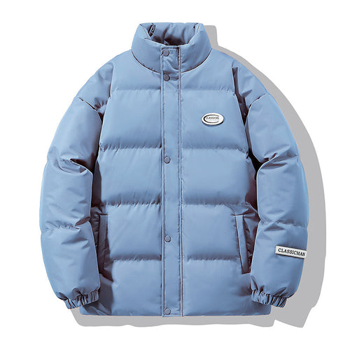 Unisex Wattierte City-Pufferjacke mit hochschließendem Stehkragen und verdeckter Druckknopfleiste Drune