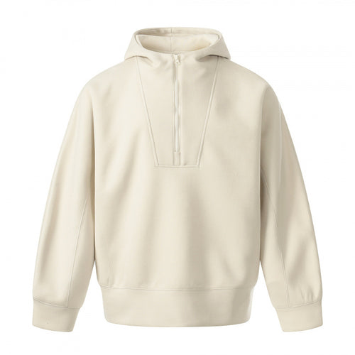 Herren Boxy-Kapuzenpullover mit halbem Reißverschluss, verstärkter Blende und cleanem Minimaldesign Drune