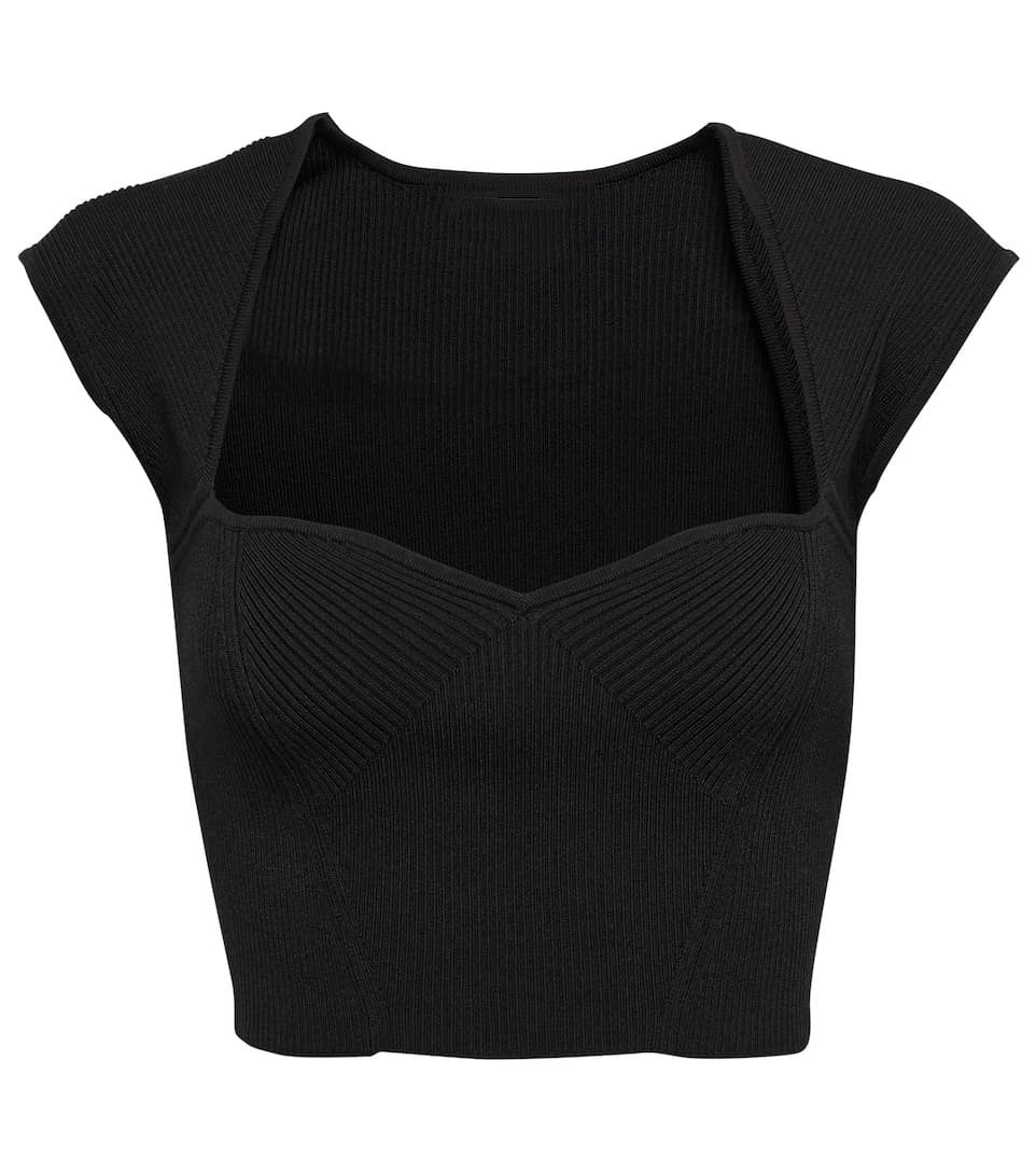 Damen Crop-Top mit strukturiertem Schnitt und tiefem V-Ausschnitt Drune