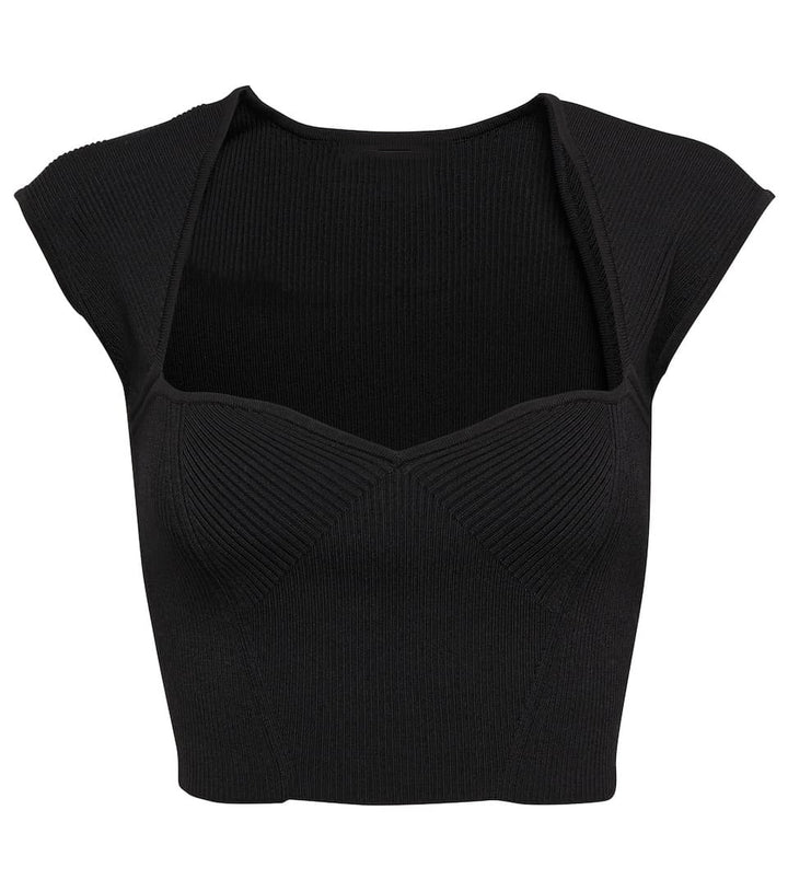 Damen Crop-Top mit strukturiertem Schnitt und tiefem V-Ausschnitt Drune