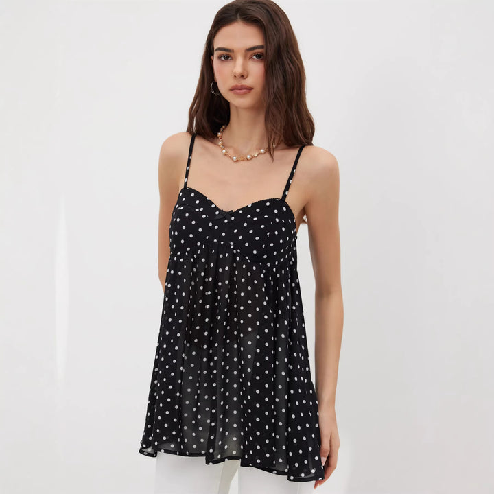 Damen Verspielt transparentes Spaghettiträgershirt mit Leopardenmuster Drune