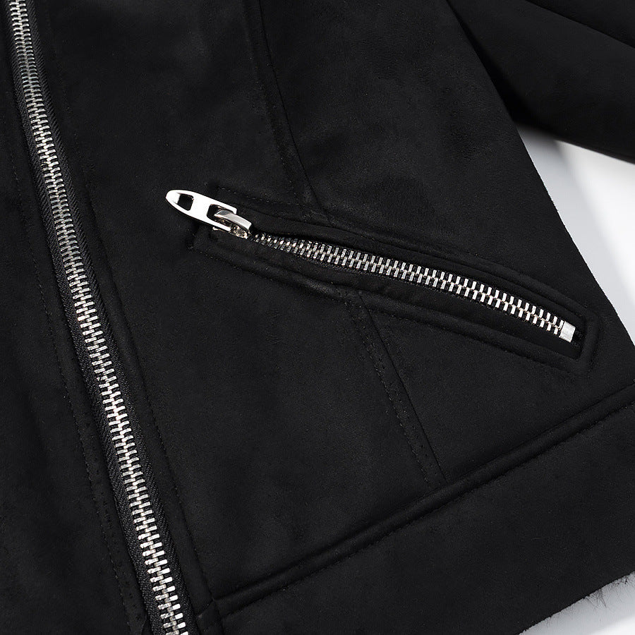 Damen Kurze Bikerjacke im Aviator-Look mit Kunstfellkragen und asymmetrischem Reißverschluss Drune