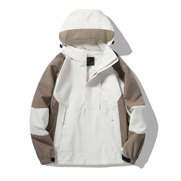 Herren wind- und wasserabweisende Outdoor-Hoodiejacke mit Belüftungsnetz, verstellbarer Kapuze und verdeckter Frontblende Drune