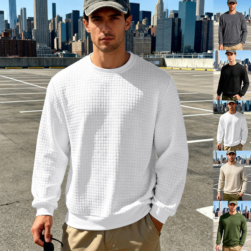 Herren nan strukturiertes Quadrat-Stepppullover mit Rundhals und elastischen Bündchen Drune