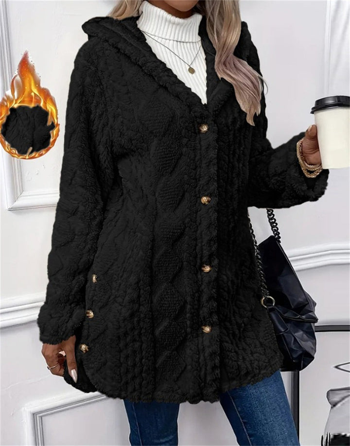 Damen Kuschelige Teddyjacke mit Knopfverschluss Drune