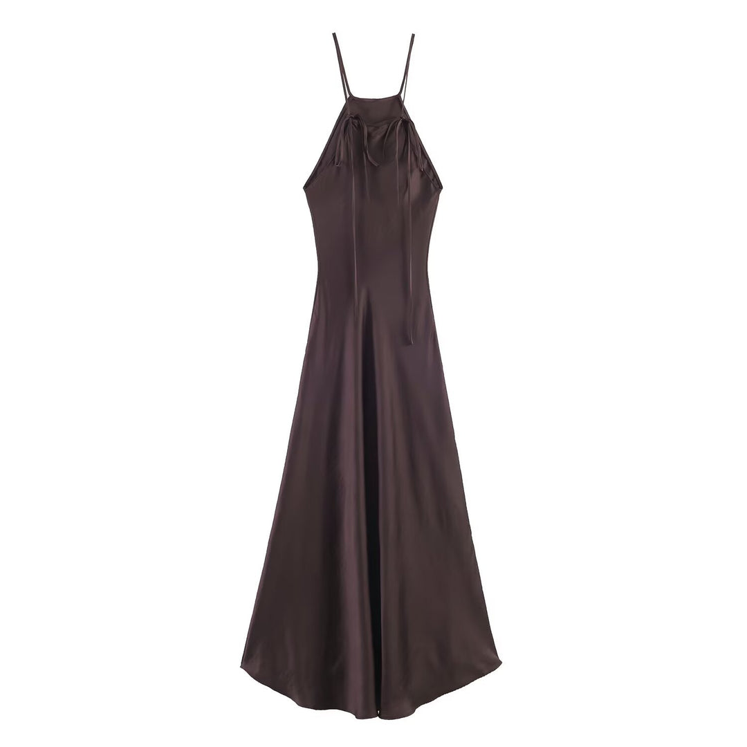 Damen Maxikleid mit elegantem Halterneck und schwingendem Saum Drune