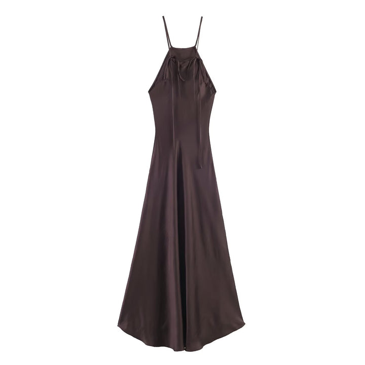 Damen Maxikleid mit elegantem Halterneck und schwingendem Saum Drune