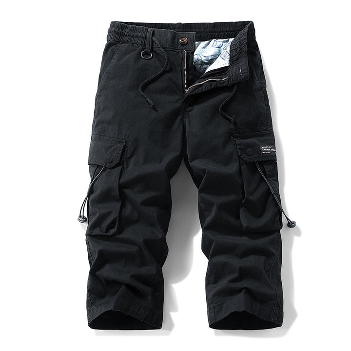 Herren knielange Cargo-Hose mit elastischem Komfortbund, Tunnelzug und Multifachtaschen Drune
