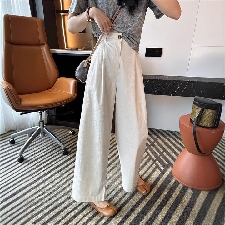 Damen Weitgeschnittene Hose mit hohem Bund und seitlichen Taschen Drune