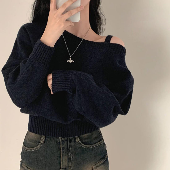 Damen Modischer Pullover mit Schulterdesign und lässigem Schnitt Drune