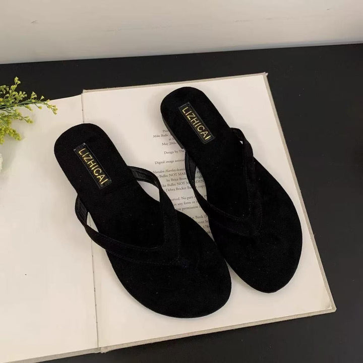 Damen Zehentrenner aus weichem Veloursleder mit ergonomischem Fußbett Drune