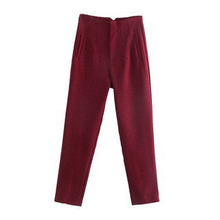 Damen Hochtaillierte tapered Anzughose mit Bügelfalte und Paspeltaschen Drune