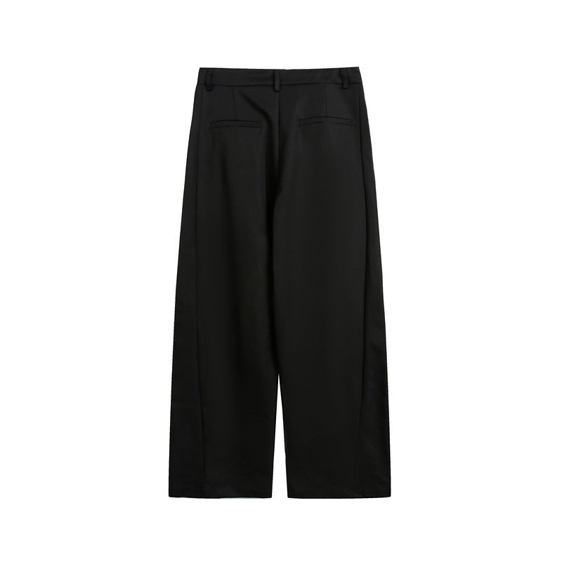 Damen Weite High-Waist Stoffhose mit Bügelfalte und seitlichen Eingrifftaschen Drune