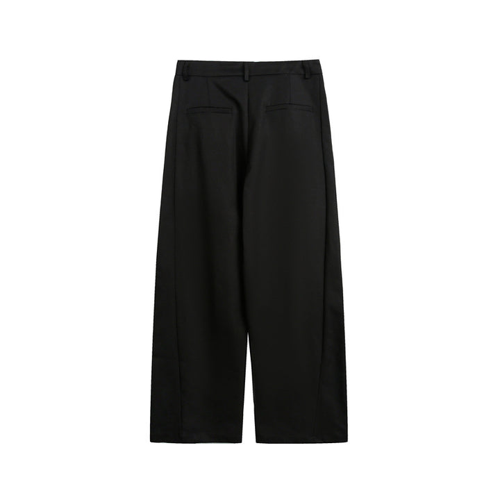 Damen Weite High-Waist Stoffhose mit Bügelfalte und seitlichen Eingrifftaschen Drune