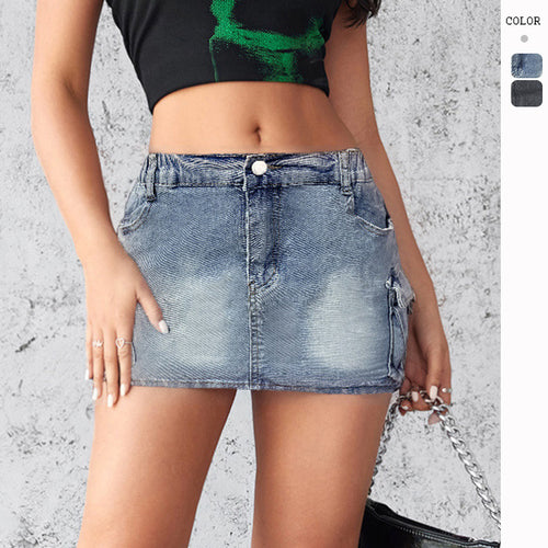 Damen Elegantes Jeans-Minikleid mit abnehmbarem Top und seitlichem Reißverschluss Drune