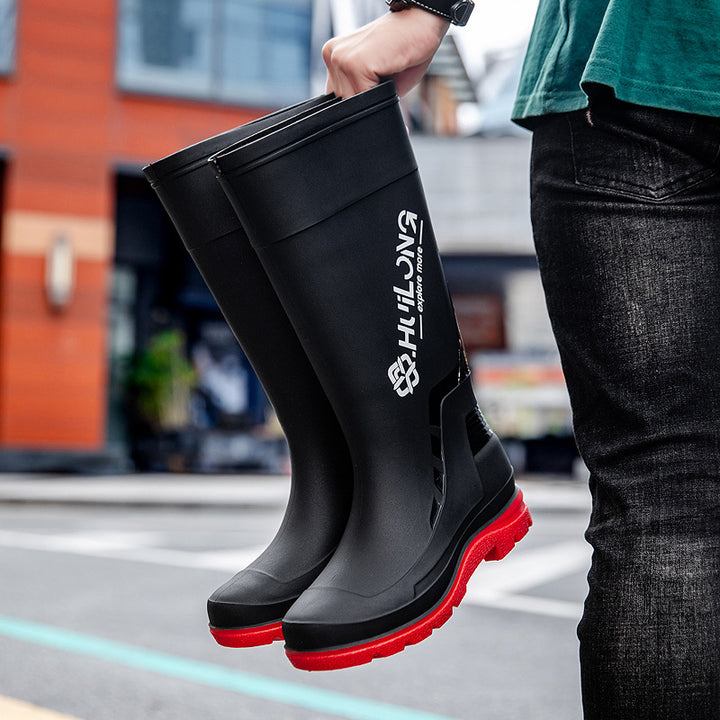 Herren Wasserdichte Gummistiefel mit verstellbarem Schaftabschluss und profiliertem Dämpfungssohlensystem Drune
