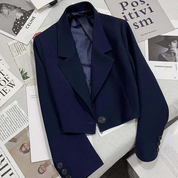 Damen nan kurzer taillierter Blazer mit markantem Revers und Ein-Knopf-Verschluss Drune