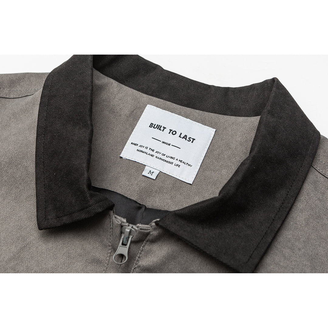 Herren Boxy-Canvas-Blousonjacke im Utility-Look mit Cordkragen und Zip-Brusttaschen Drune