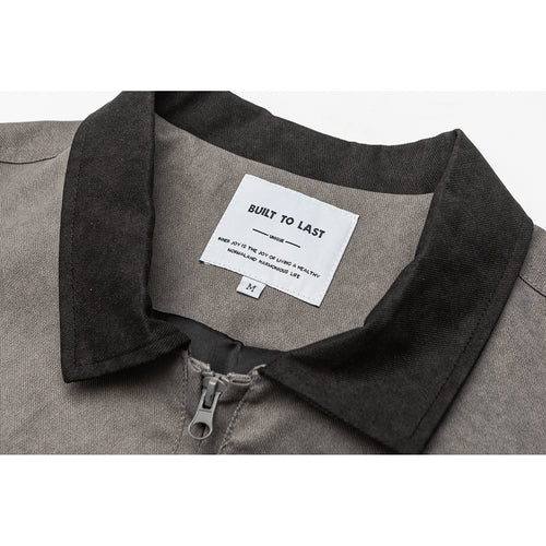 Herren Boxy-Canvas-Blousonjacke im Utility-Look mit Cordkragen und Zip-Brusttaschen Drune