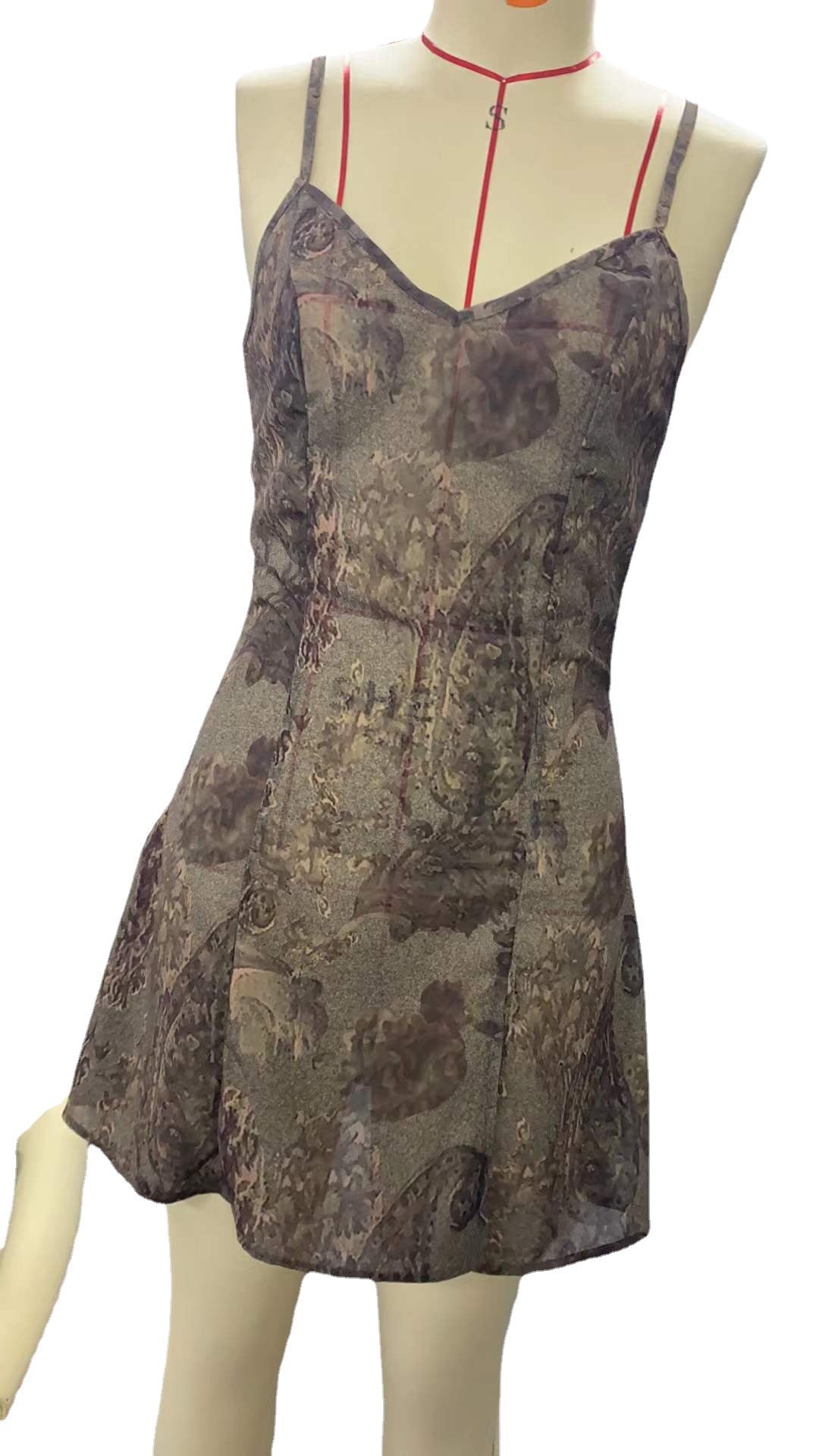 Damen Sommerliches Satin Kleid mit raffiniertem V-Ausschnitt und seitlichem Schlitz Drune