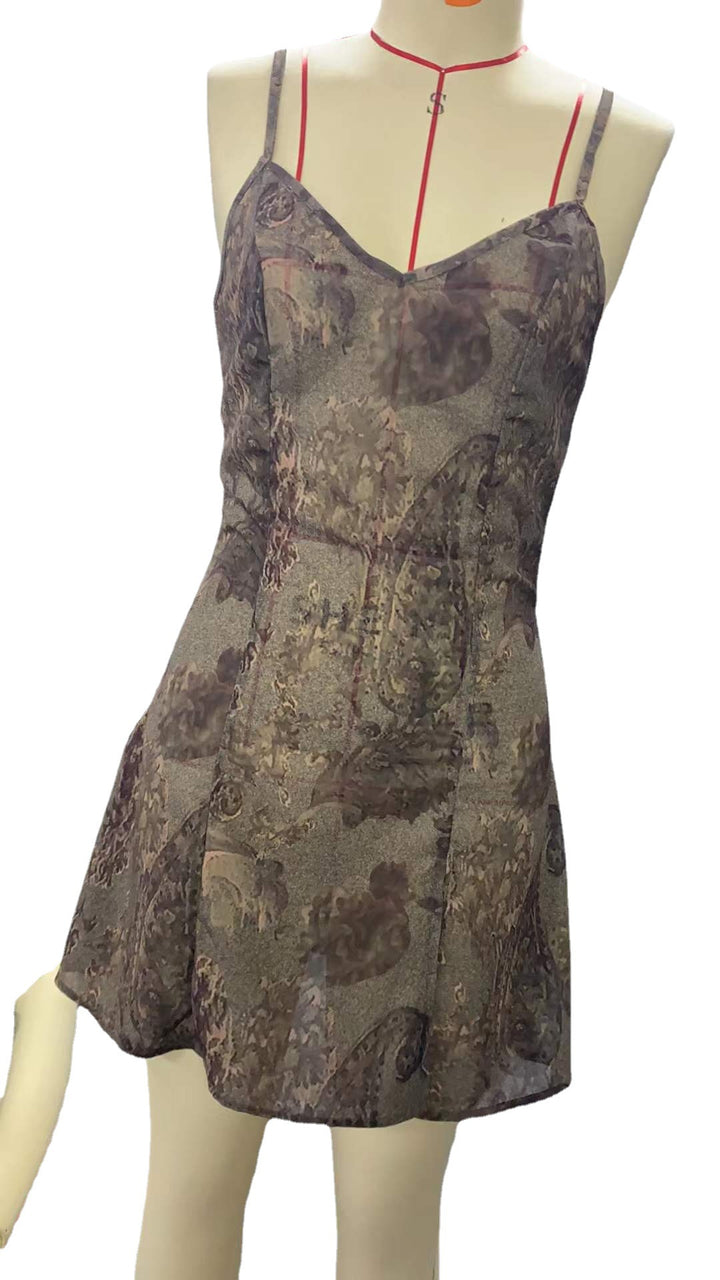 Damen Sommerliches Satin Kleid mit raffiniertem V-Ausschnitt und seitlichem Schlitz Drune