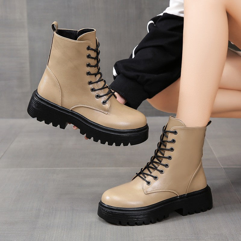 Damen Schnürstiefel mit robustem Profil und modischer Schnürung Drune