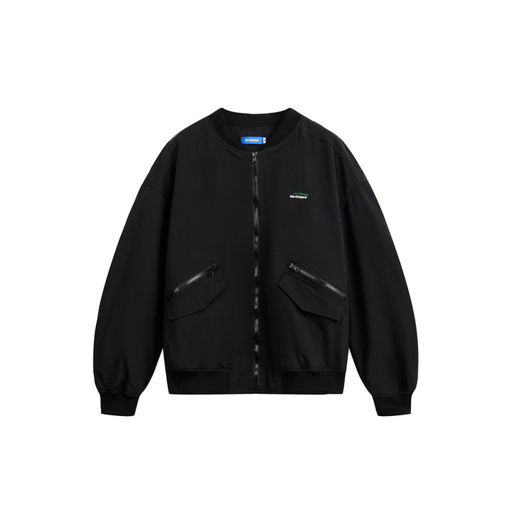 Unisex Kurz geschnittene leichte Nylon‑Bomberjacke mit Utility‑Taschen und geripptem Saum Drune