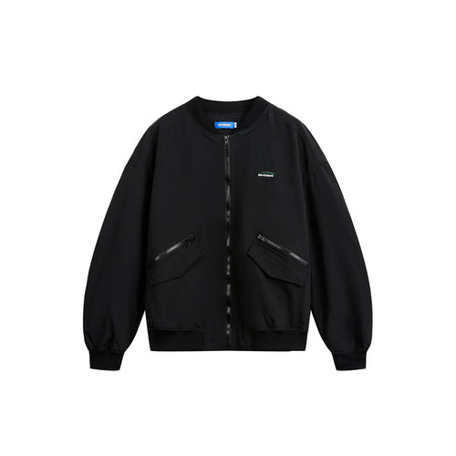 Unisex Kurz geschnittene leichte Nylon‑Bomberjacke mit Utility‑Taschen und geripptem Saum Drune