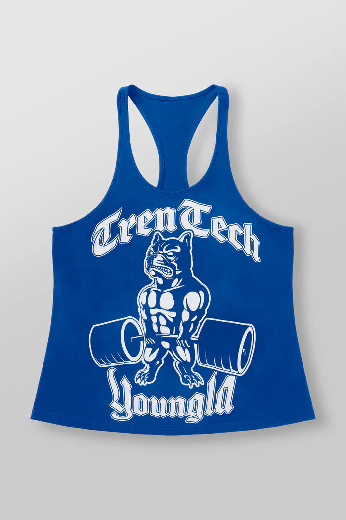 Herren nan figurbetontes Fitness-Tanktop mit Bulldoggen-Grafik und extra tiefen Armausschnitten Drune