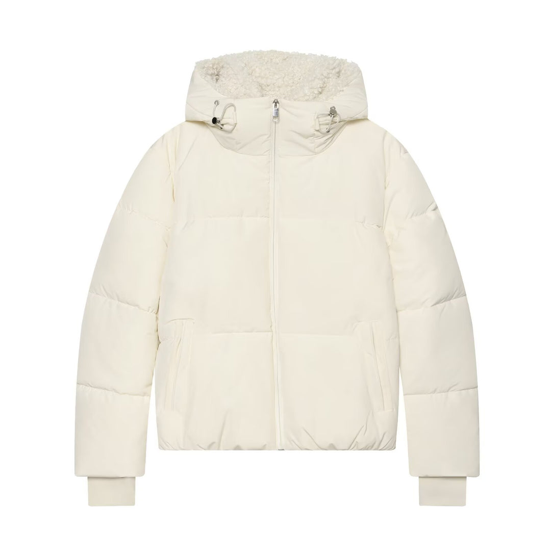 Damen Kurze Steppjacke mit Teddykragen Drune