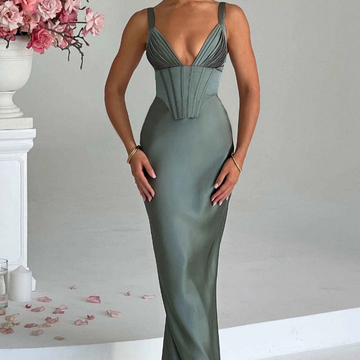 Damen Abendkleid mit Korsett-Oberteil und schimmerendem Finish Drune