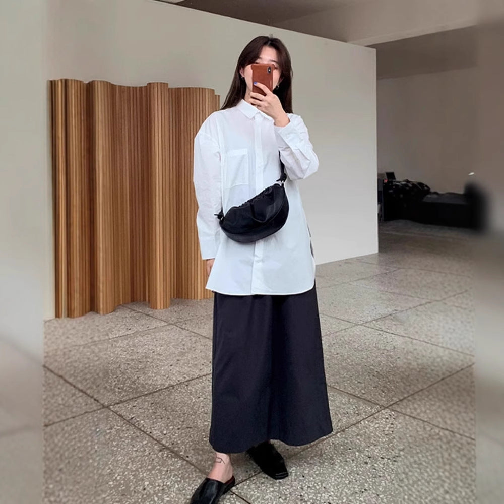 Damen Oversize-Lagenbluse mit verlängertem Rückenteil, Seitenschlitzen und kastiger Passform Drune