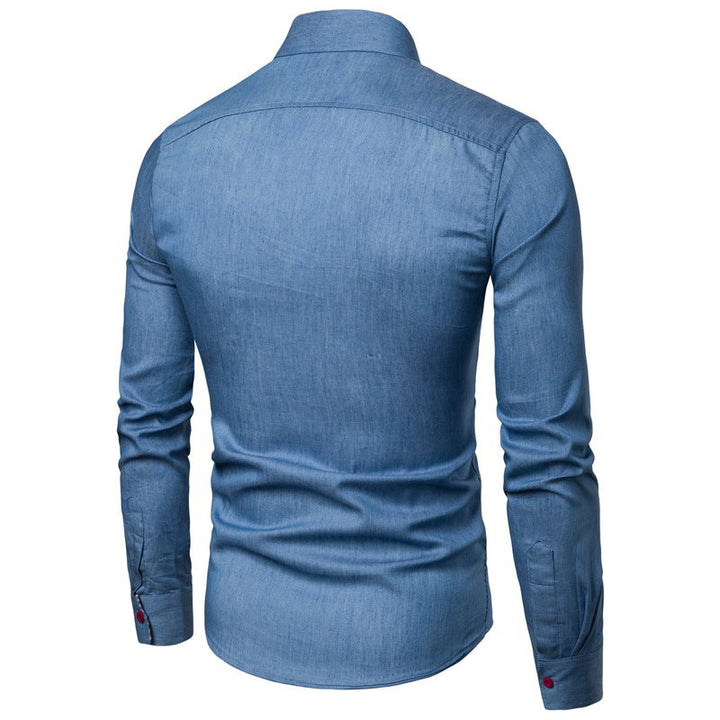 Herren klassisches Denim-Hemd mit kontrastierenden Akzenten Drune