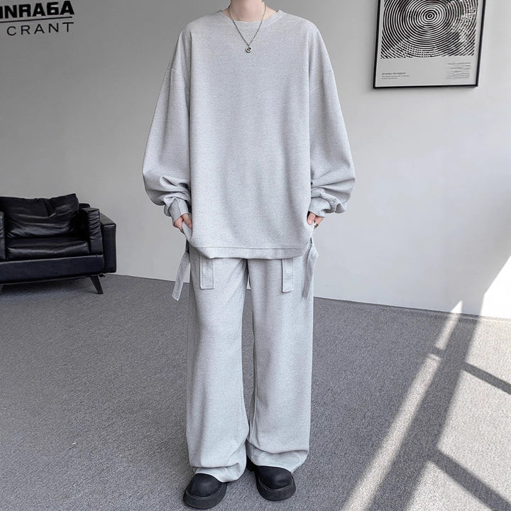 Unisex Lässiges Oversize Lounge-Set aus Waffelstrick mit Cargo-Bindungen Drune