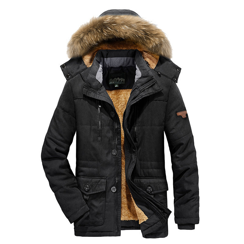 Herren Gefütterter Winterparka im Field-Style mit Teddyfutter und Kunstfellkapuze Drune