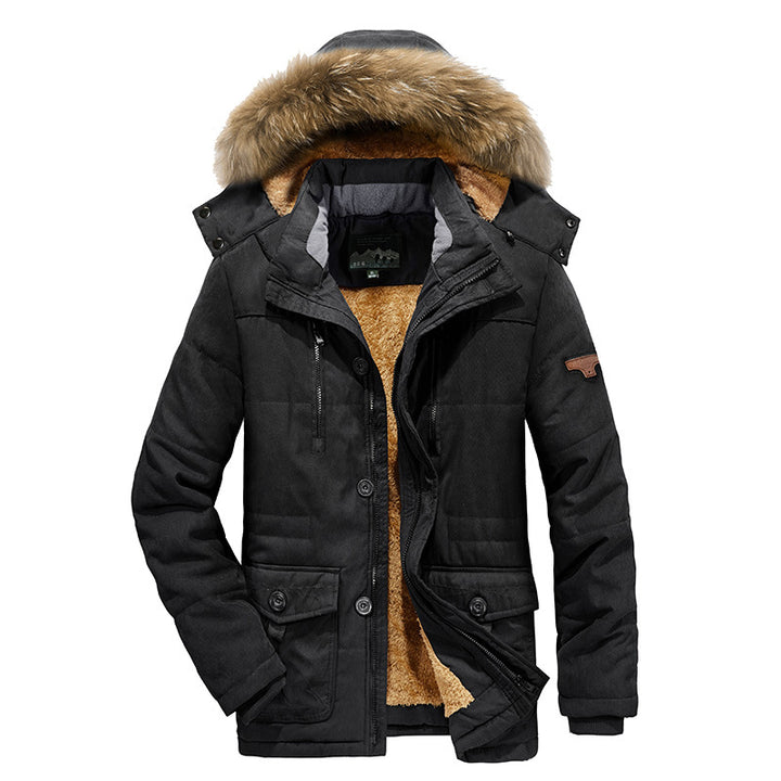 Herren Gefütterter Winterparka im Field-Style mit Teddyfutter und Kunstfellkapuze Drune
