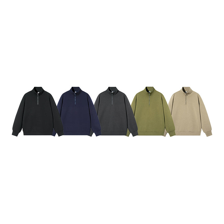 Herren Oversized-Halbzip-Sweatshirt mit hohem Stehkragen, schwerer French-Terry und minimalistischem Design Drune