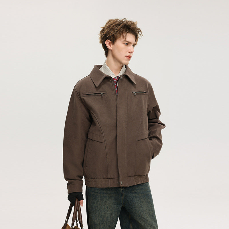 Herren Kurzjacke aus Wollmix mit verdecktem Reißverschluss und Brusttaschen Drune