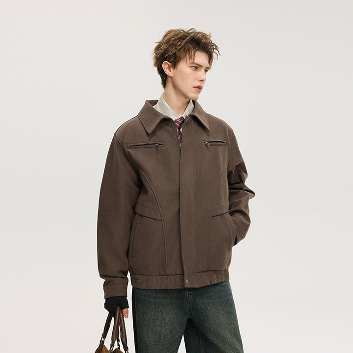 Herren Kurzjacke aus Wollmix mit verdecktem Reißverschluss und Brusttaschen Drune
