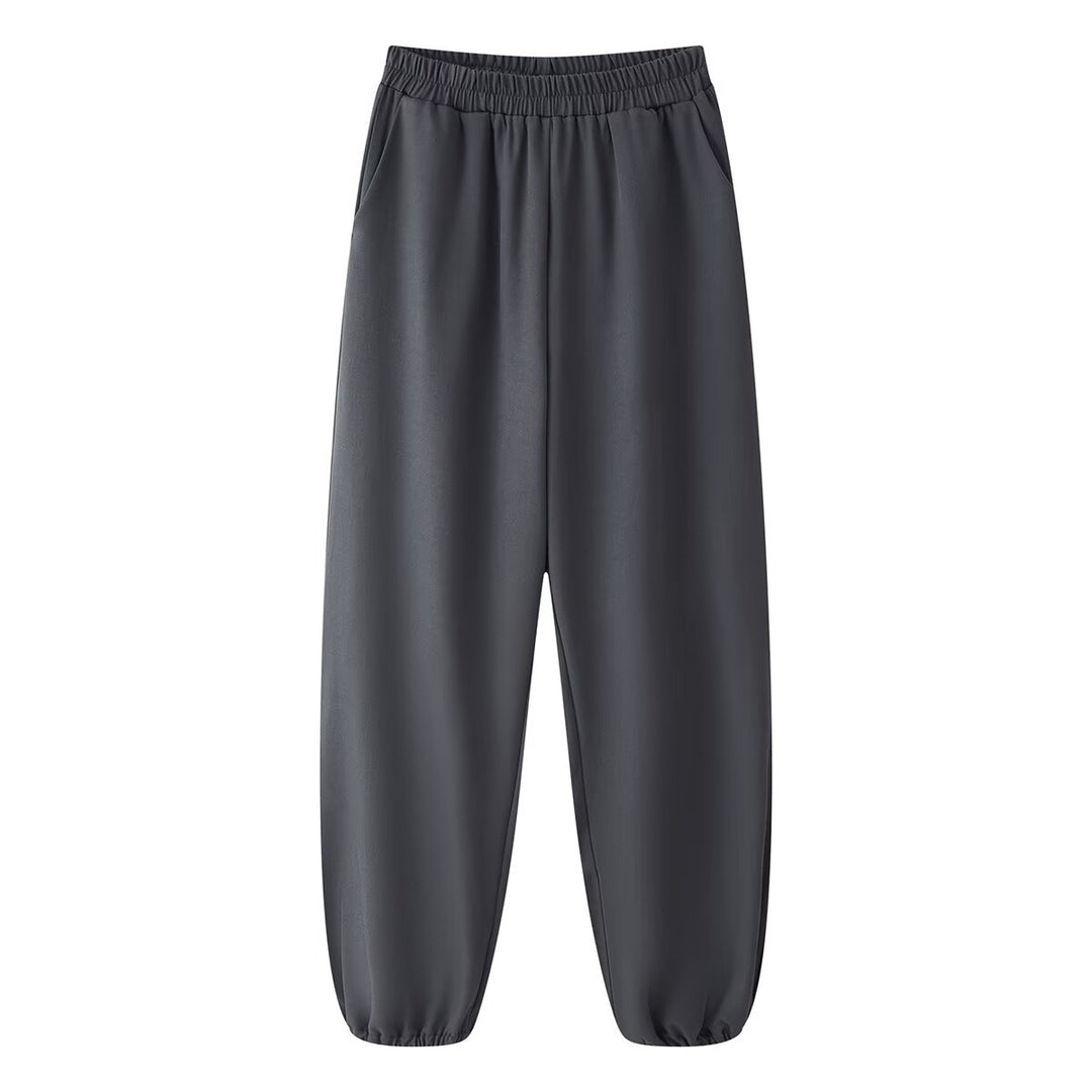 Damen Weite High‑Waist Jogginghose mit elastischem Bund, Eingrifftaschen und gerafften Beinabschlüssen Drune