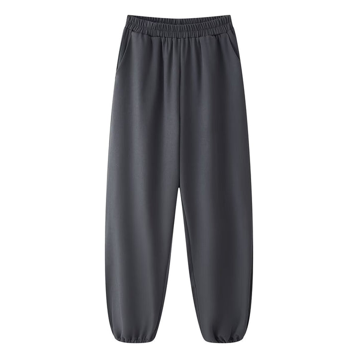 Damen Weite High‑Waist Jogginghose mit elastischem Bund, Eingrifftaschen und gerafften Beinabschlüssen Drune