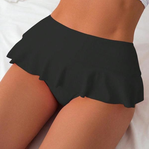 Damen Badeset mit eleganter Rüsche und hohem Taille Drune