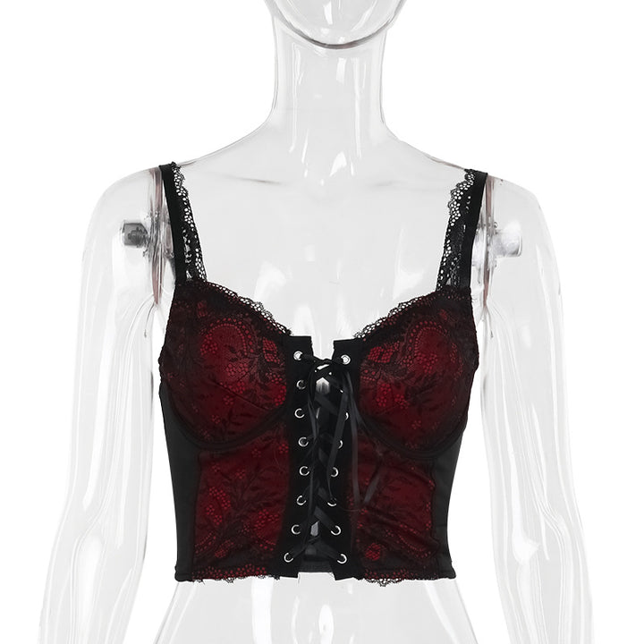 Damen figurbetonte Bluse mit Rüschendetails und Schnürung Drune