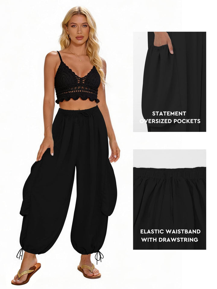 Damen Bequeme Freizeithose mit übergroßen Taschen und elastischem Bund Drune