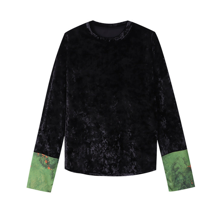 Damen elegantes Langarmshirt aus luxuriösem Velvet Drune